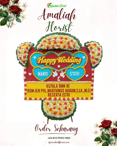 Karangan Papan Bunga Pernikahan di Bende